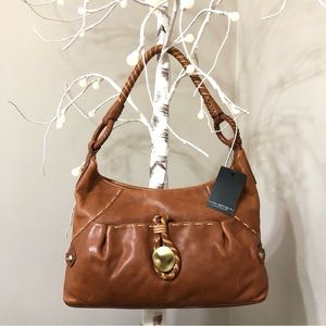 New! VIA SPIGA Chestnut Brown Leather Handbag